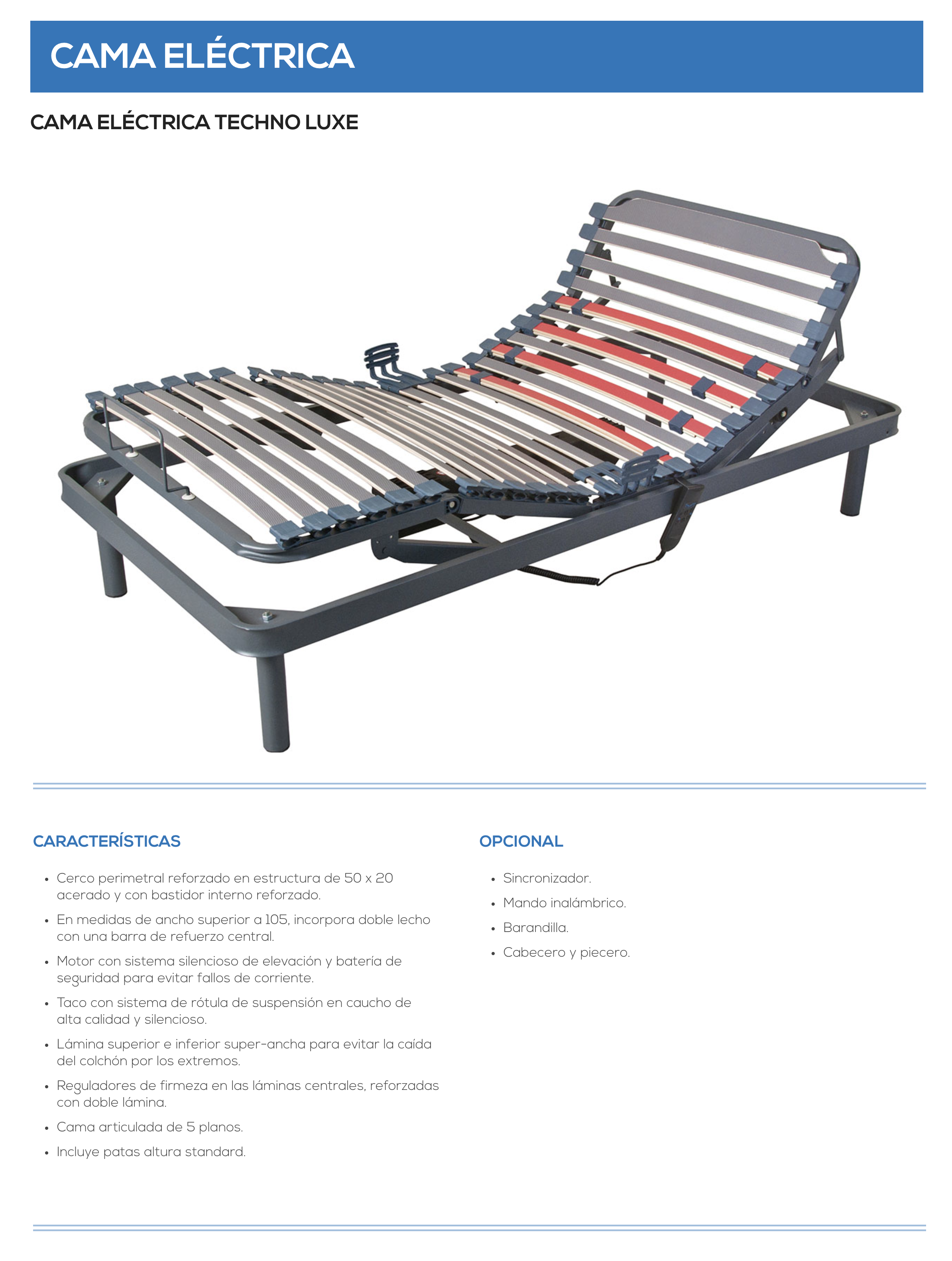 Cama eléctrica techno luxe