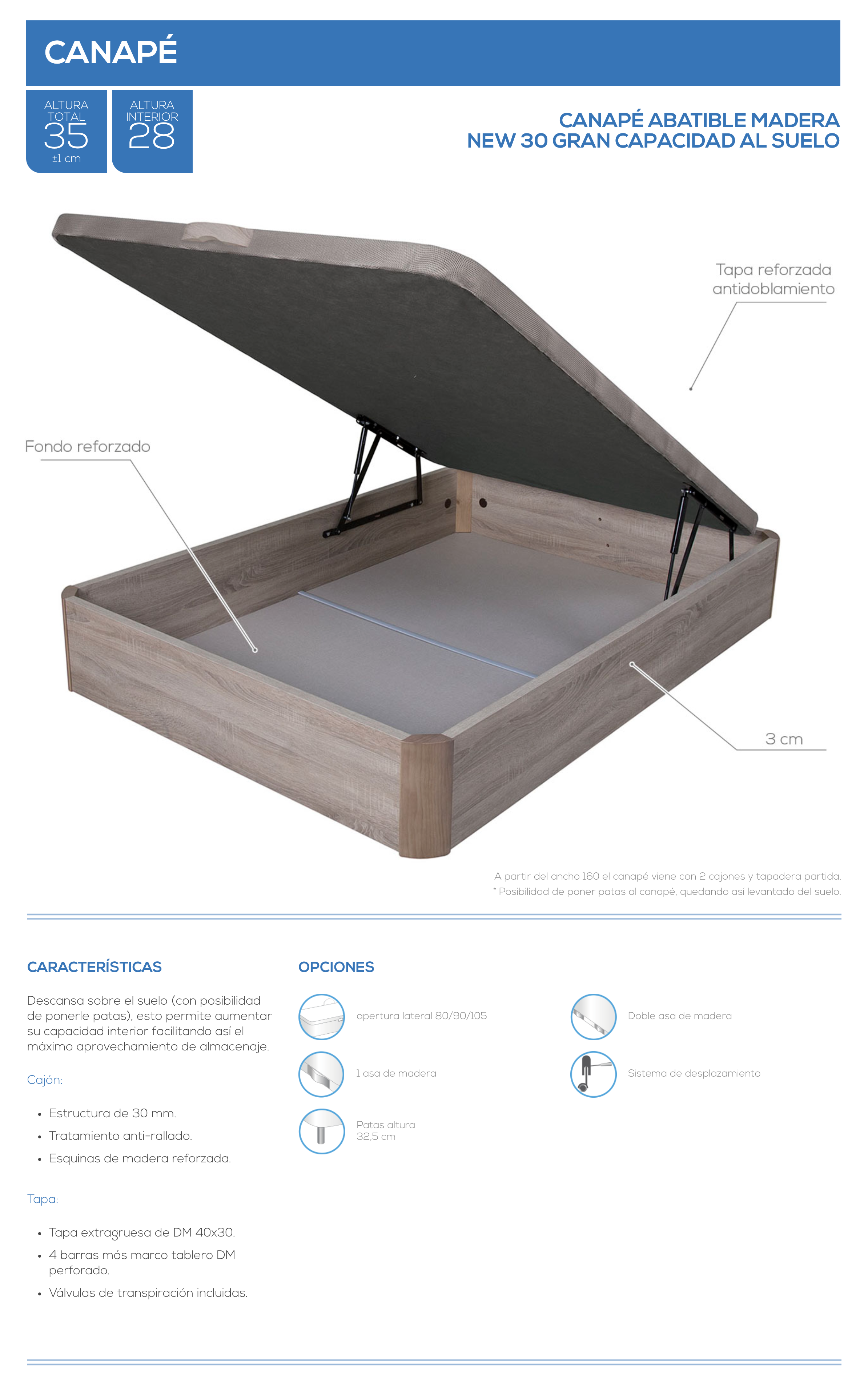 Canapé abatible madera