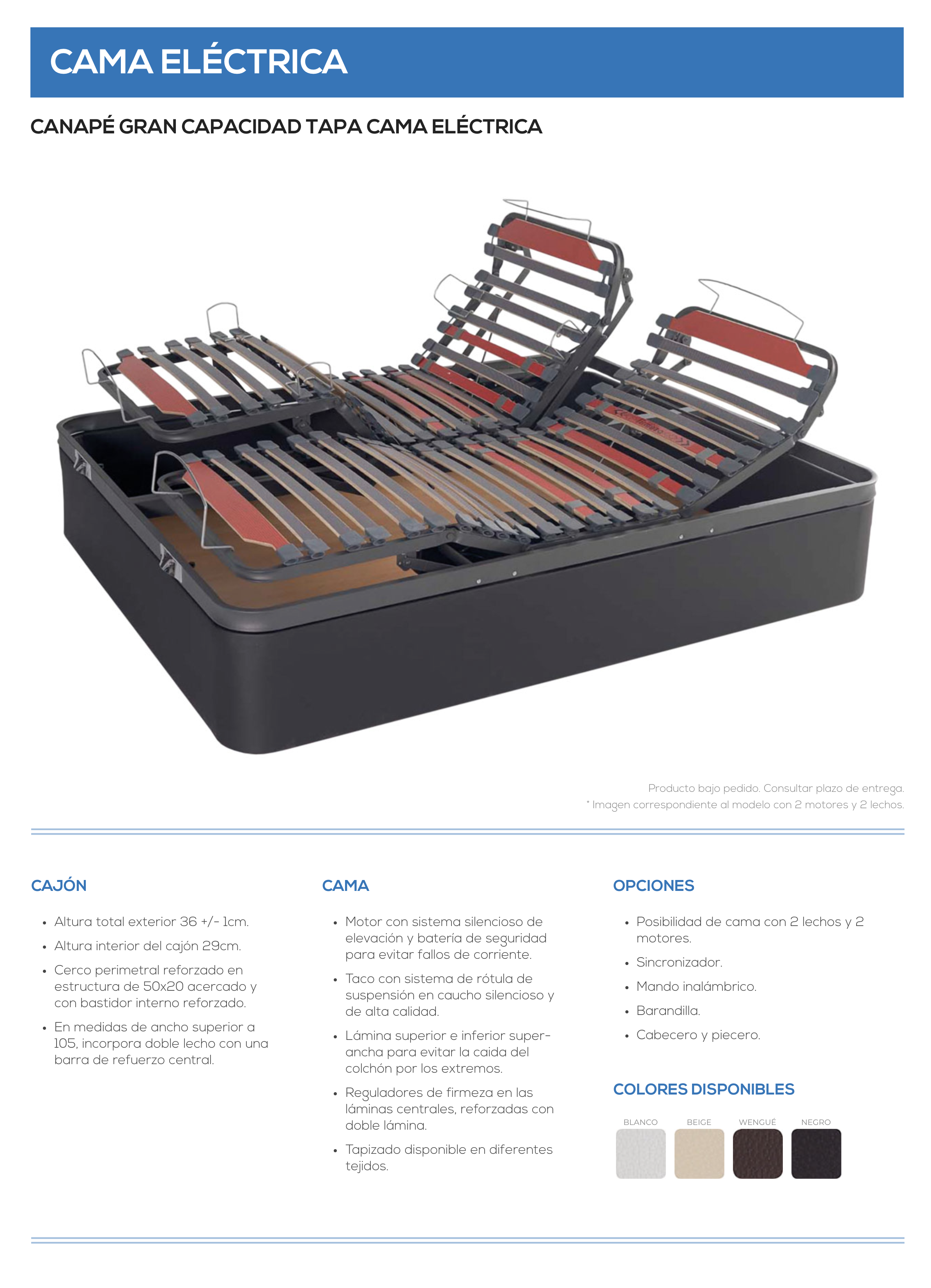 Canapé gran capacidad tapa cama eléctrica