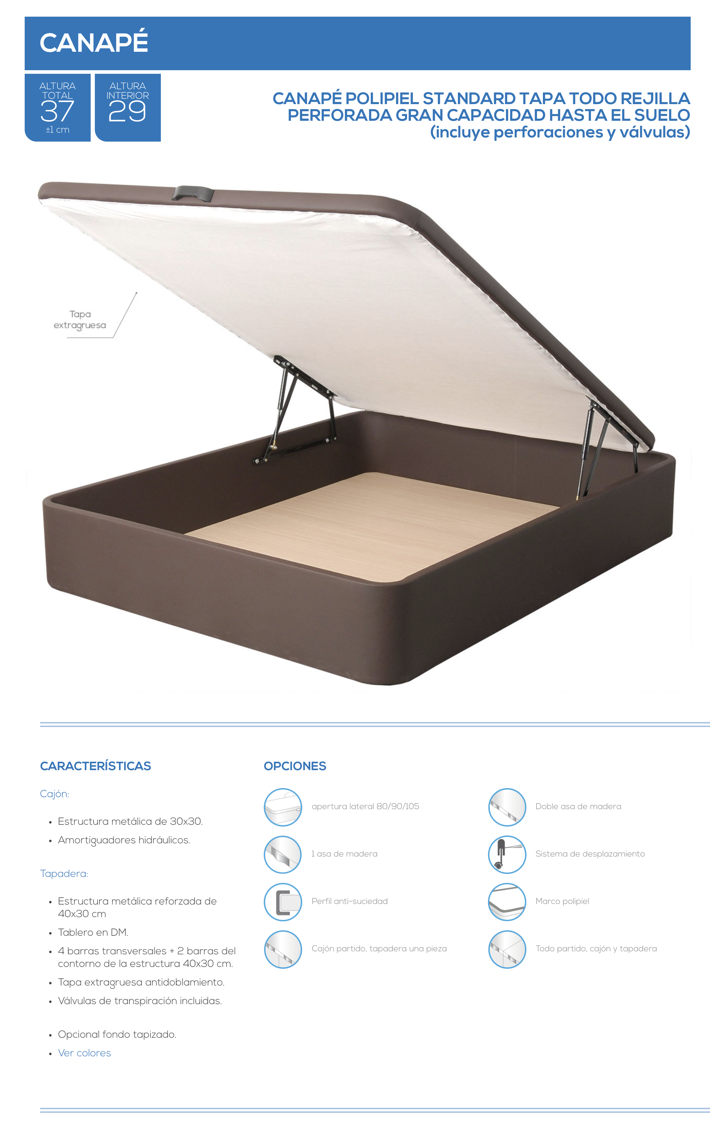 Canapé polipiel rejilla perforada