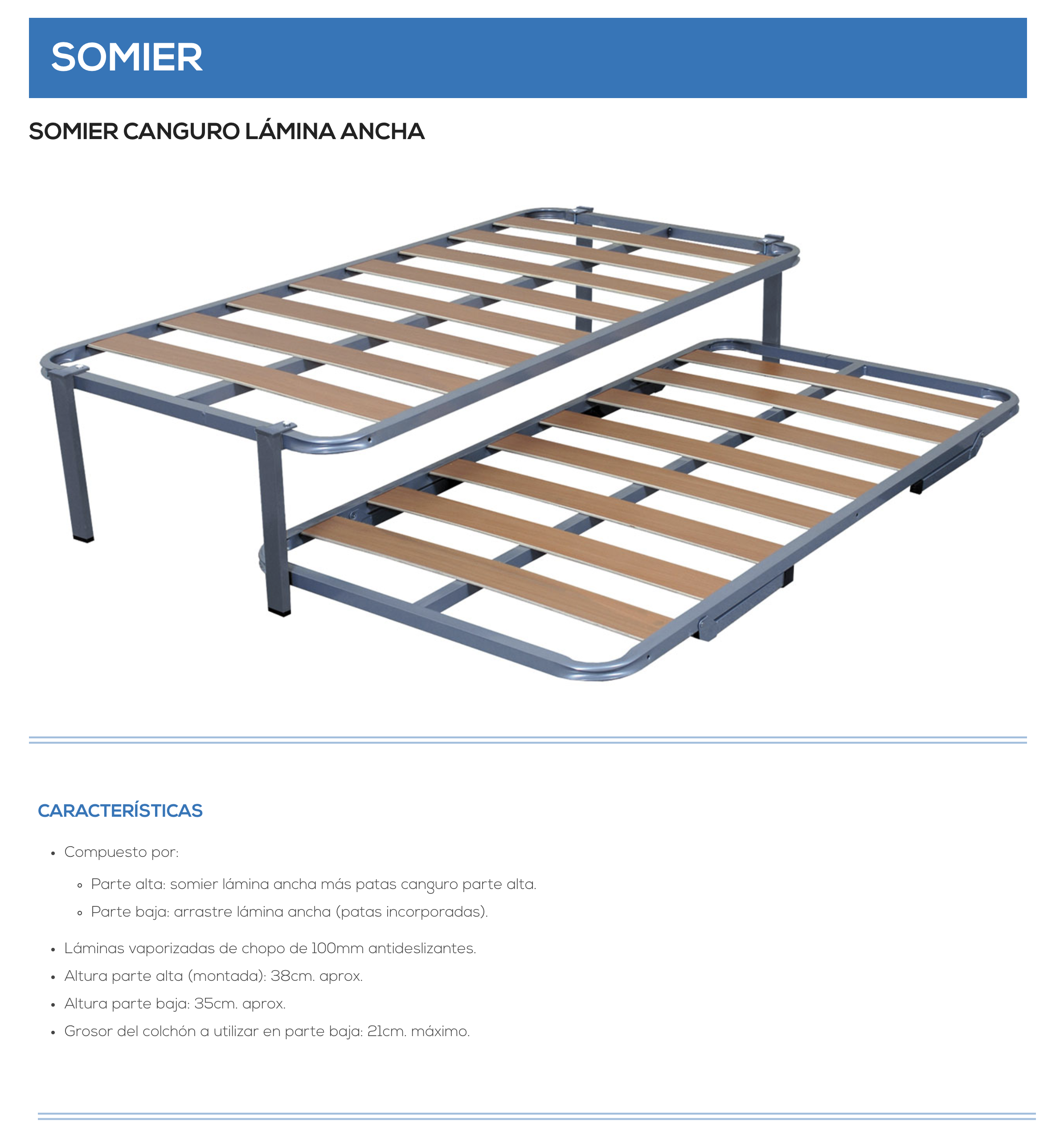 Somier canguro lámina ancha