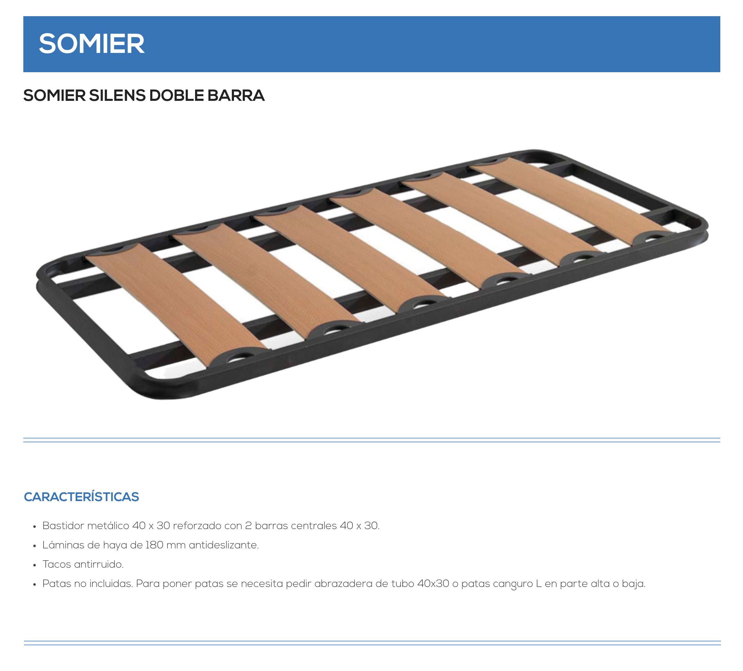 Somier silens doble barra