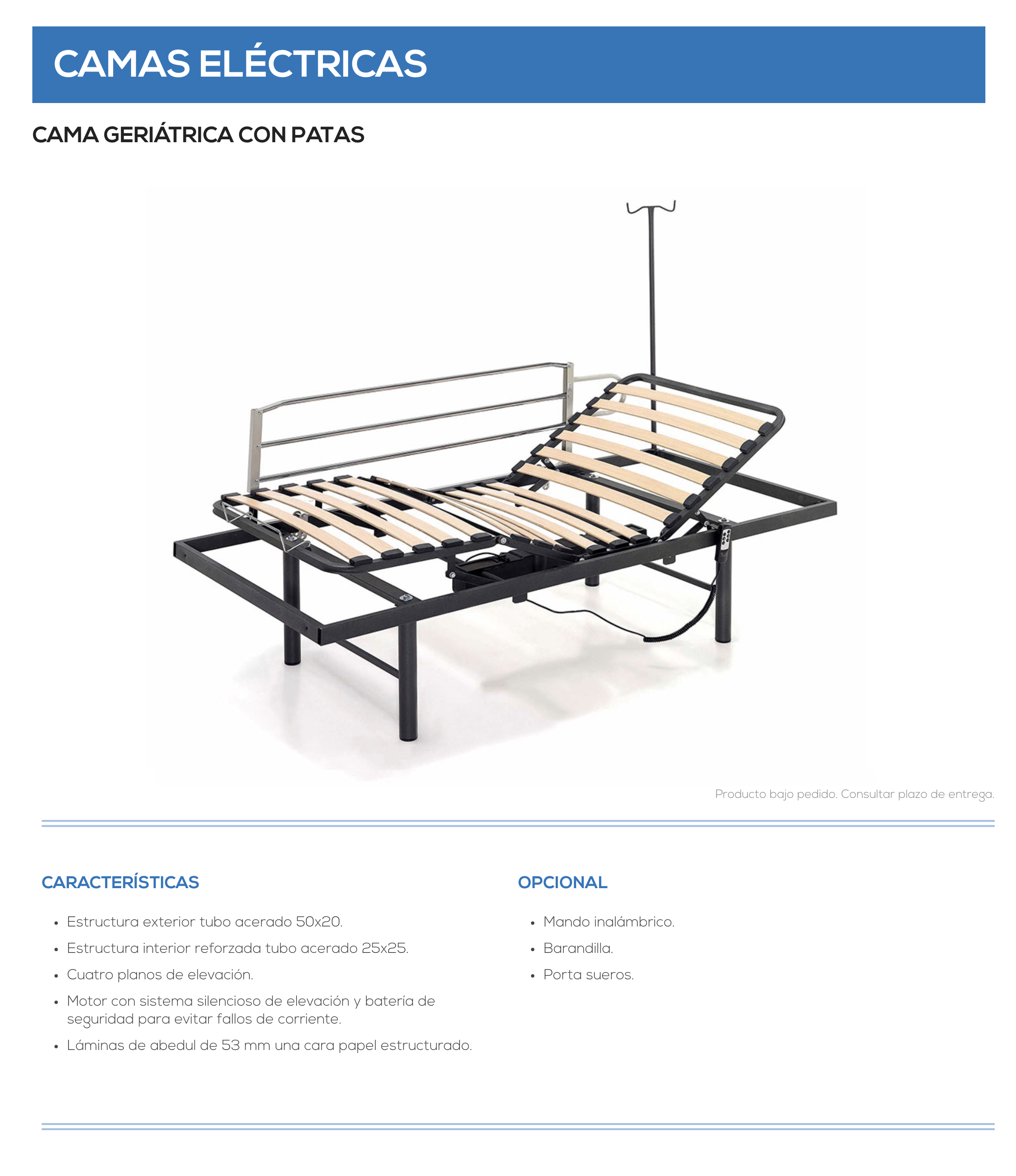 cama geriátrica con patas